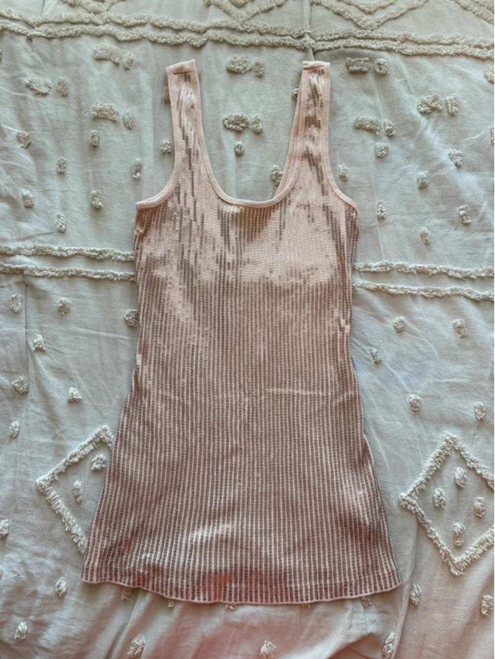Express Blush Pink Allover Sequin Tank Top Size XS